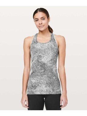 Lululemon Cool Racerback IILuon Spray Jacquard White Black Tank Top XS